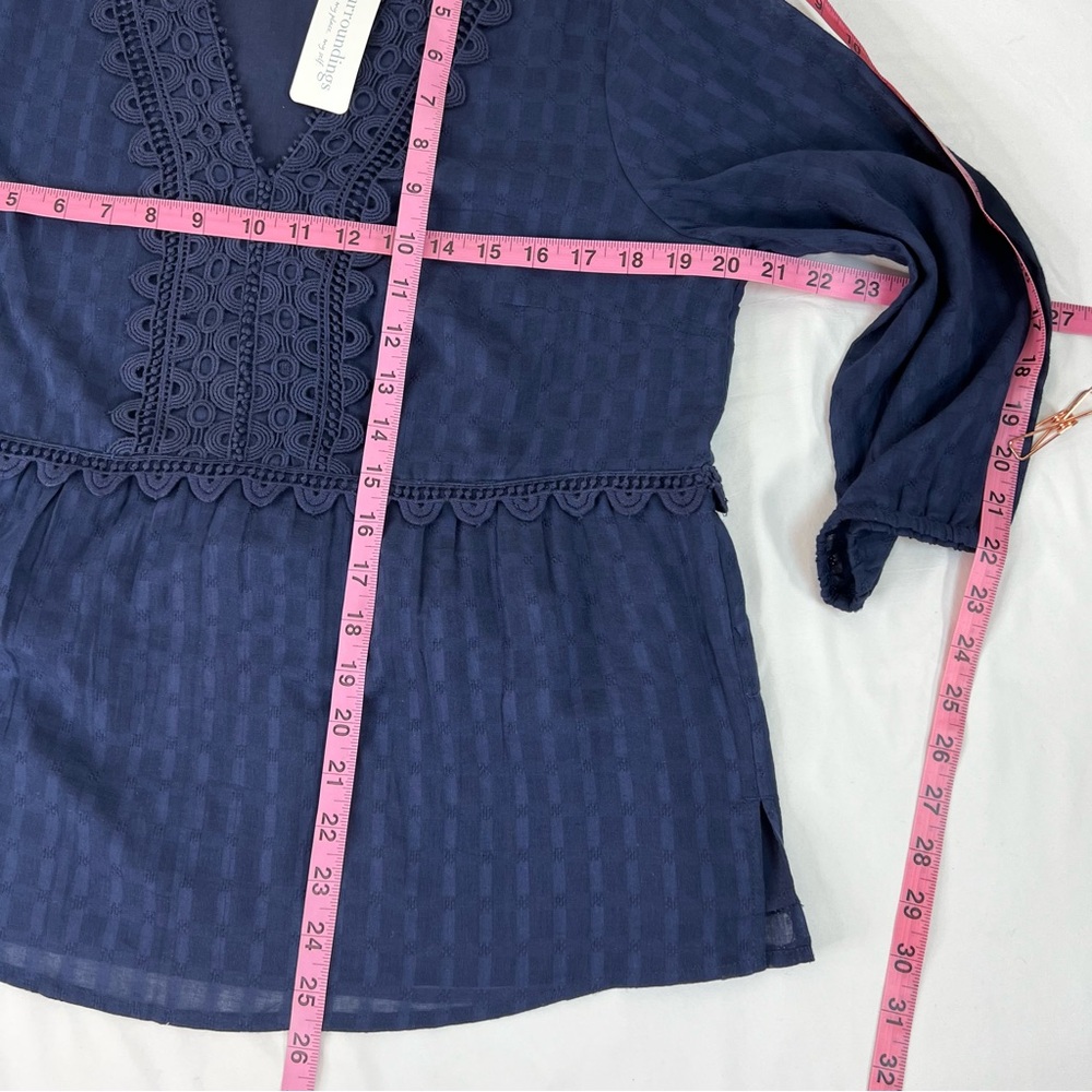 NEW NWT Soft Surroundings Elodie Lace Windowpane Gauze Top Medium Petite - Picture 16 of 16